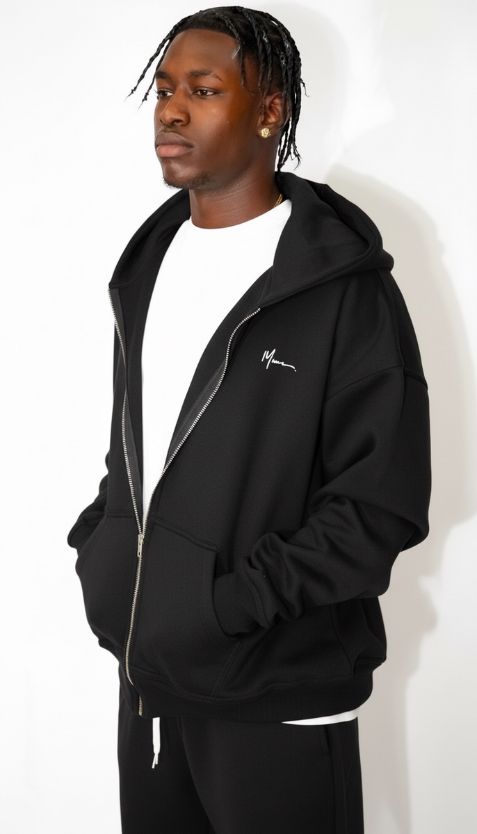 Oversized Black Zip Up – ShopMacc