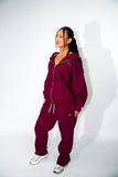 Oversized Burgundy Zip Up