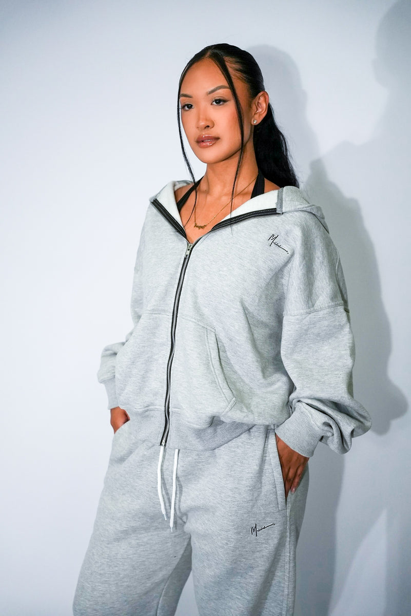 Oversized Light Grey Zip Up – ShopMacc