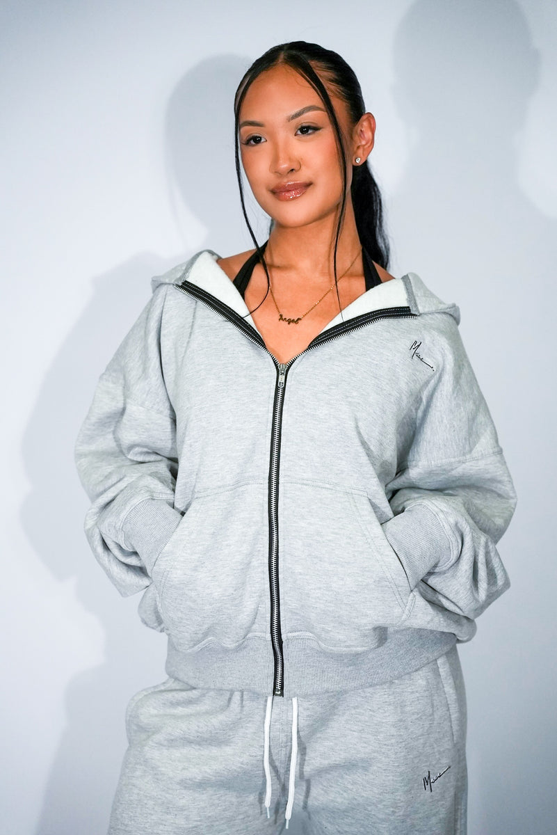 Oversized Light Grey Zip Up – ShopMacc