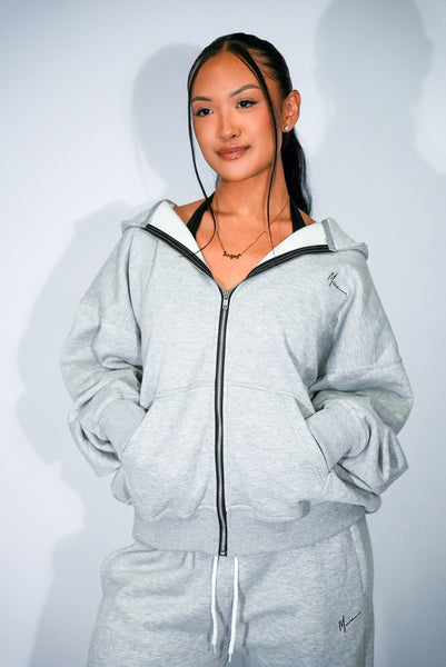 Oversized Light Grey Zip Up